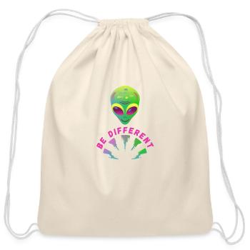 Green and Purple Be Different Typographic T Shirt - Cotton Drawstring Bag - natural - Front