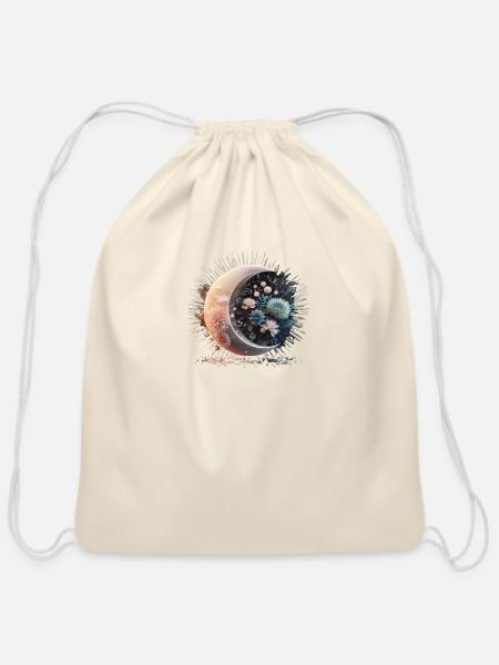 the moon - Cotton Drawstring Bag - natural
