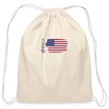 T shirt screen printing with a brush design flag - Cotton Drawstring Bag - natural - Front