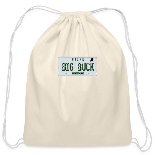 Maine LICENSE PLATE Big Buck Camo - Cotton Drawstring Bag
