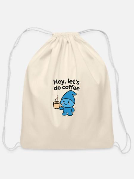 Blue Coffee Buddy - Cotton Drawstring Bag - natural