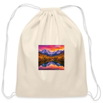 Towering Alpine Peaks at Sunrise – Ultra‑Realistic - Cotton Drawstring Bag - natural - Front