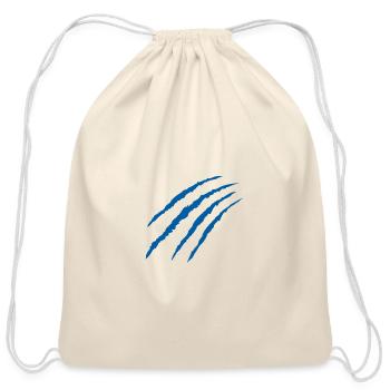 Cat Claw Marks (Blue) - Cotton Drawstring Bag - natural - Front