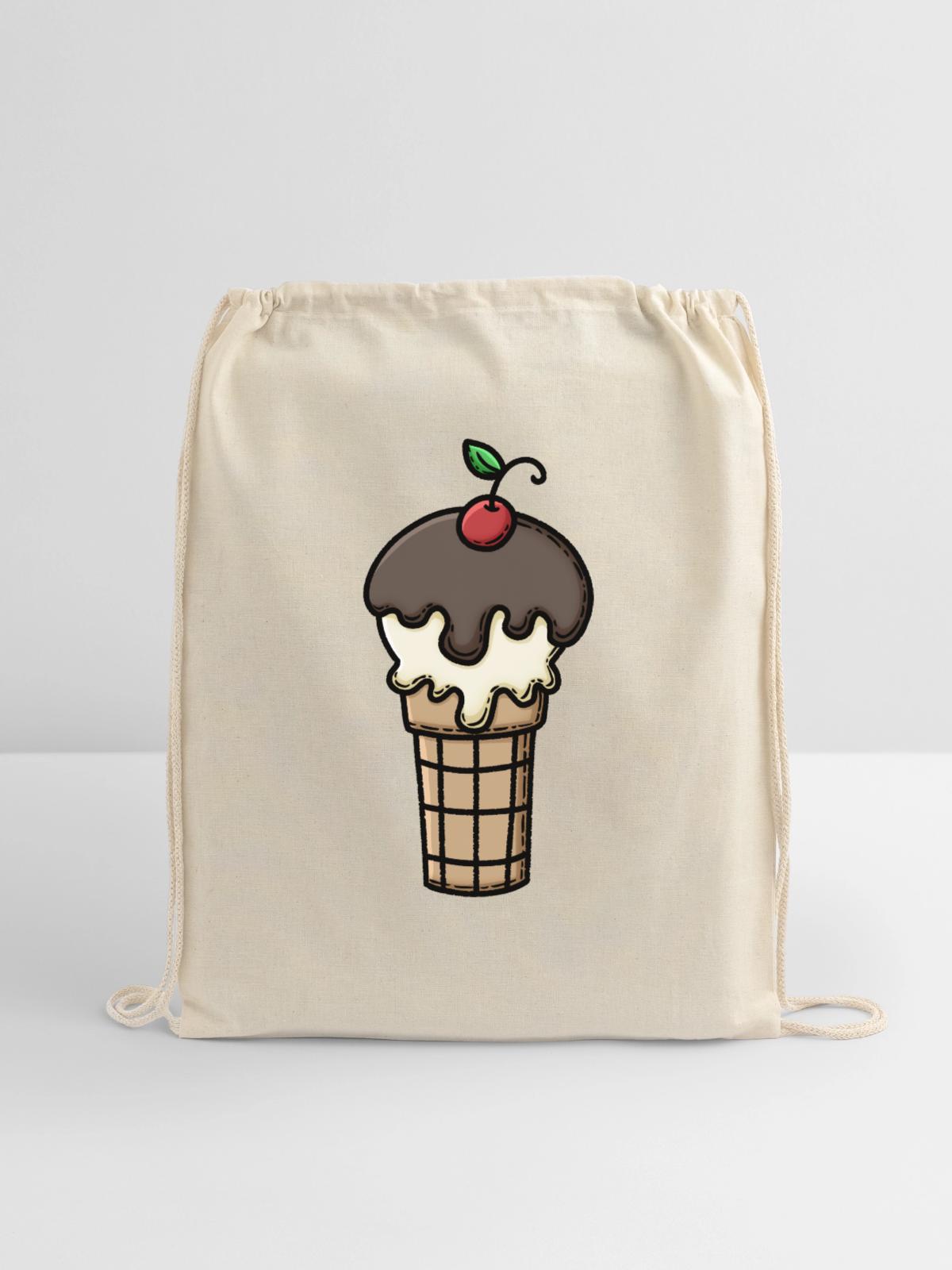 Ice cream cone - Cotton Drawstring Bag - natural - Front