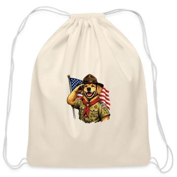 Patriotic Pup Scout Salute - Cotton Drawstring Bag - natural - Front