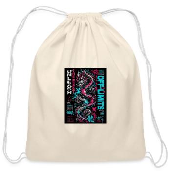 Neon Dragon Chaos Print - Cotton Drawstring Bag - natural - Front