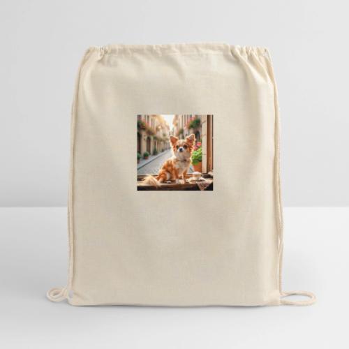 Morning coffee Chihuahua - Cotton Drawstring Bag