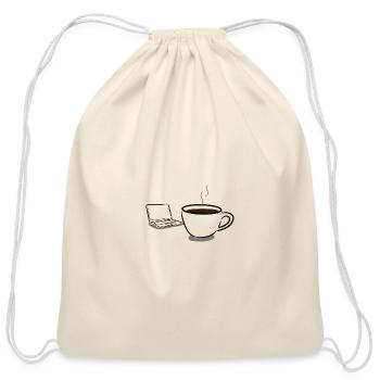 Coffee & Work Moment - Cotton Drawstring Bag - natural - Front