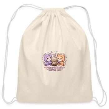 Coffee Duo Cozy Cat 2 Player - Cotton Drawstring Bag - natural - Front