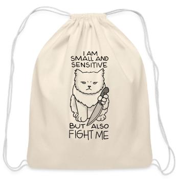 Funny Grumpy Cat Quote Grumpy Cat Face - Cotton Drawstring Bag - natural - Front