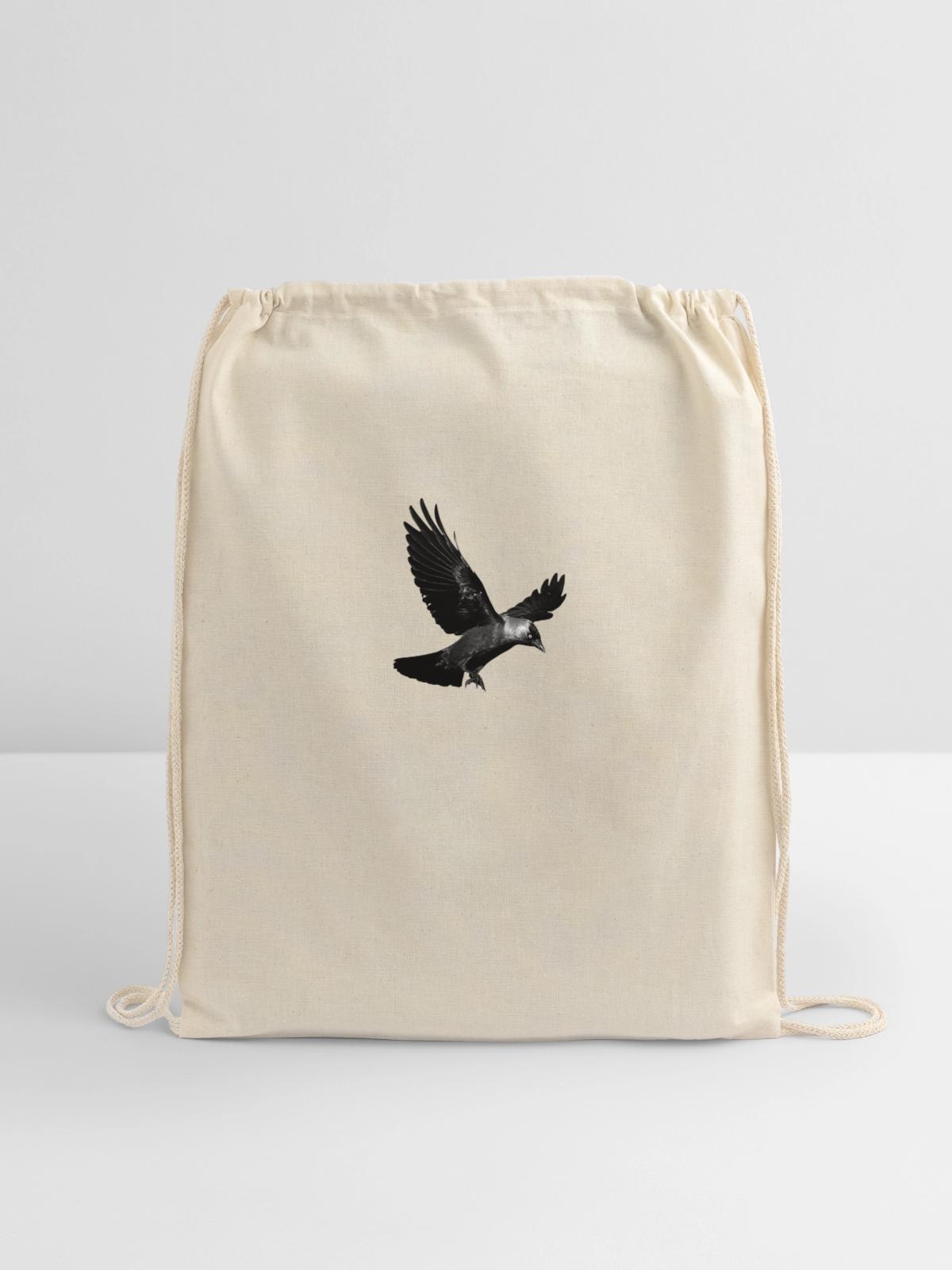 Raven landing - Cotton Drawstring Bag - natural - Front