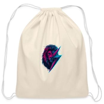 Glitched lion thunderbolt mix - Cotton Drawstring Bag - natural - Front