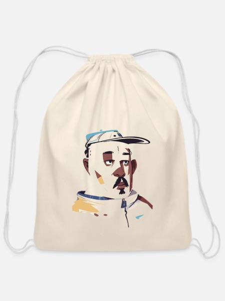 Artistic Black Man with a Snapback - Cotton Drawstring Bag - natural