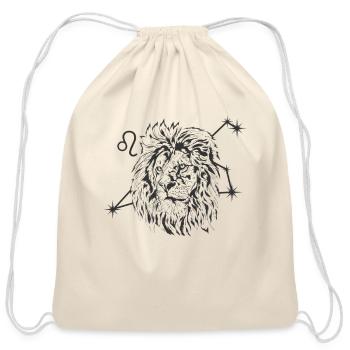 Leo Zodiac Sign July August - Cotton Drawstring Bag - natural - Front