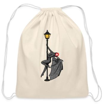Mothman Pole Dancing On A Street Lamp Funny - Cotton Drawstring Bag - natural - Front