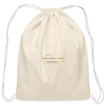 Less Stress More Progress - Cotton Drawstring Bag - natural - Front