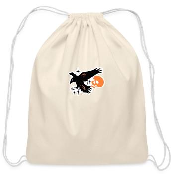 raven - Cotton Drawstring Bag - natural - Front