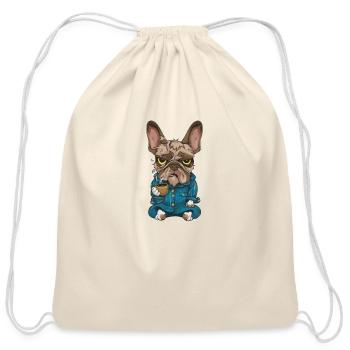 unique dog design - Cotton Drawstring Bag - natural - Front