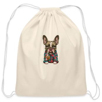 unique dog design - Cotton Drawstring Bag - natural - Front