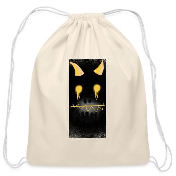 Glowing Grim Smile Halloween Face - Cotton Drawstring Bag - natural - Front