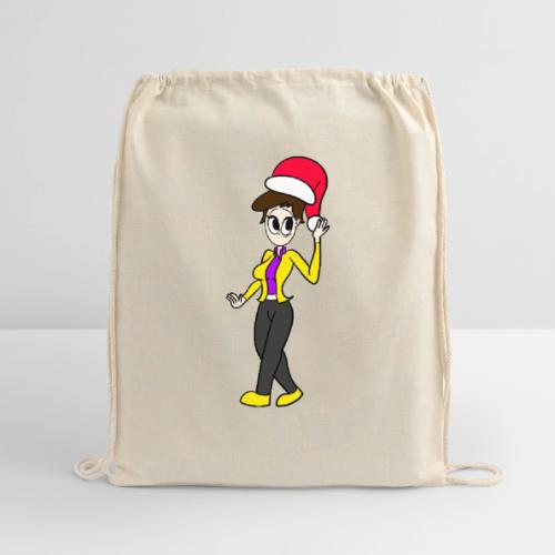Dersy Wearing a Santa Hat - Cotton Drawstring Bag