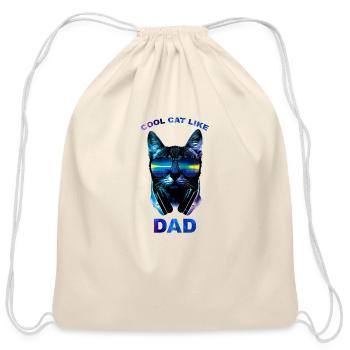 Cool Cat Like Dad Funny Cute Cat With Sunglasses - Cotton Drawstring Bag - natural - Front