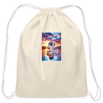 "Create Your Own Story" - Cotton Drawstring Bag - natural - Front