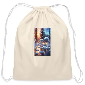 "Create Your Own Story" - Cotton Drawstring Bag - natural - Front
