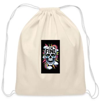 I’m Fine Skull Neon Pop Art - Cotton Drawstring Bag - natural - Front