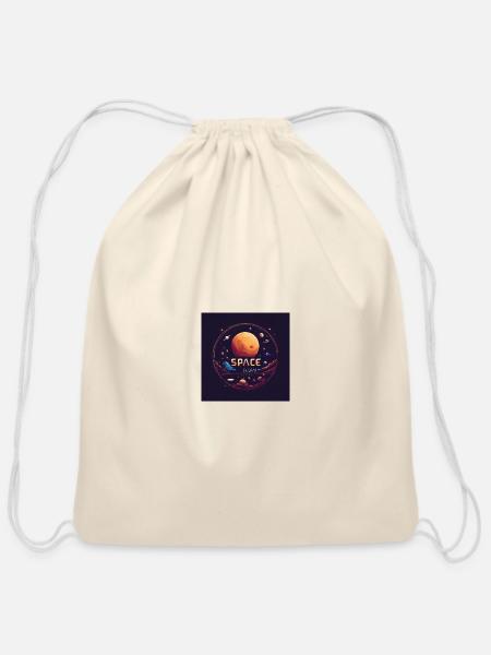 Space Row - Cotton Drawstring Bag - natural