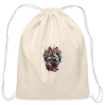 Neon Splash Rabbit - Cotton Drawstring Bag - natural - Front