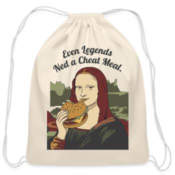 Mona Lisa Burger Cheat Meal - Cotton Drawstring Bag - natural - Front