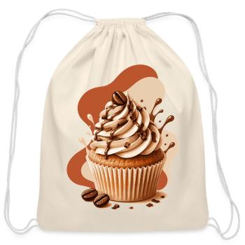 Coffee cupcake design for sweet, indulgent moments - Cotton Drawstring Bag - natural - Front