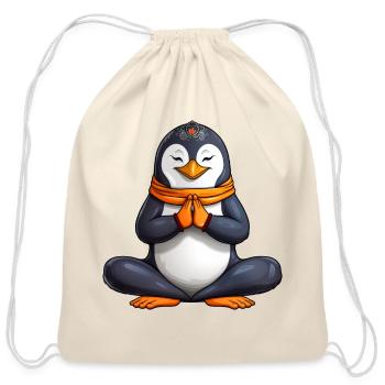 Yogi Penguin - Cotton Drawstring Bag - natural - Front