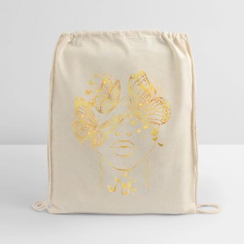 Queen Of Butterflies - Goddess Design - Cotton Drawstring Bag