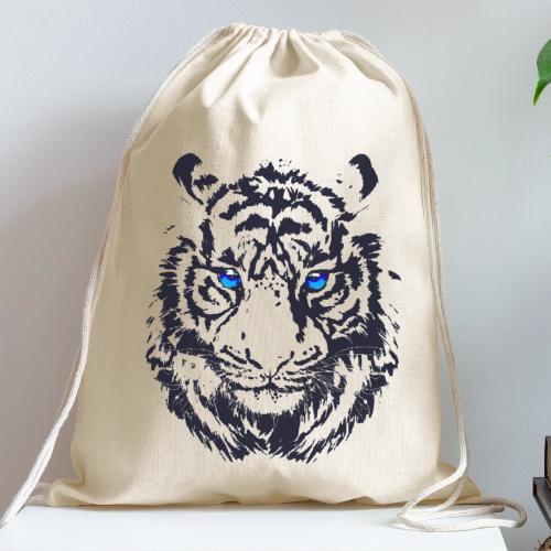 Tiger Head - Tiger Artwork - Wildlife Big Cats - Cotton Drawstring Bag