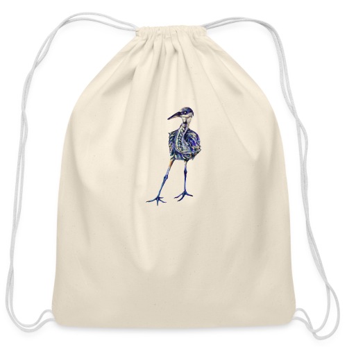 Blue heron - Cotton Drawstring Bag
