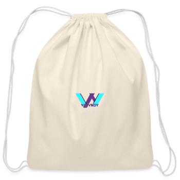Neon V-Block Logo - Cotton Drawstring Bag - natural - Front