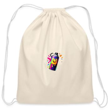 Rainbow Spray Paint Mascot - Cotton Drawstring Bag - natural - Front