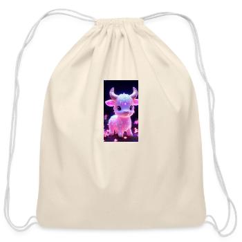 "Create Your Own Story" - Cotton Drawstring Bag - natural - Front