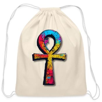 Ankh Street Graffiti Symbol - Cotton Drawstring Bag - natural - Front
