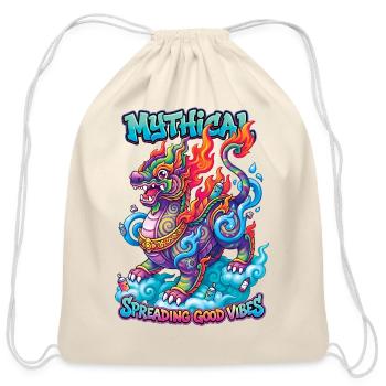 Mythical Rainbow Graffiti Creature Graphic - Cotton Drawstring Bag - natural - Front