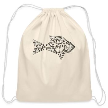 fish low poly - Cotton Drawstring Bag - natural - Front