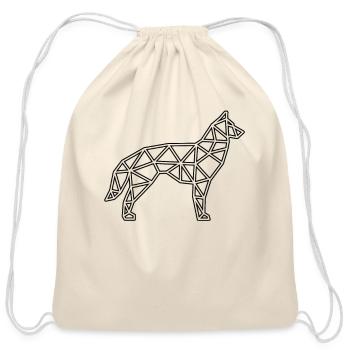 dog low poly - Cotton Drawstring Bag - natural - Front
