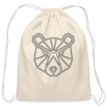 bear low poly - Cotton Drawstring Bag - natural - Front