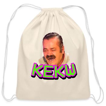 kekw twitch emote funny laugh - Cotton Drawstring Bag - natural - Front