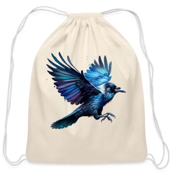 Raven in Flight - Cotton Drawstring Bag - natural - Front