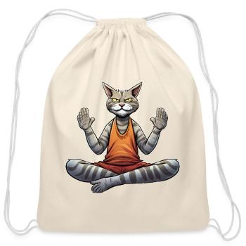 Yogi cat - Cotton Drawstring Bag - natural - Front