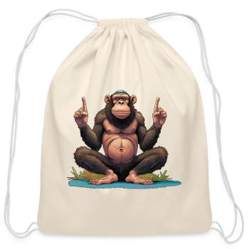Yogi monkey - Cotton Drawstring Bag - natural - Front