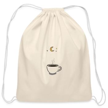 Coffee & Moon Moment - Cotton Drawstring Bag - natural - Front